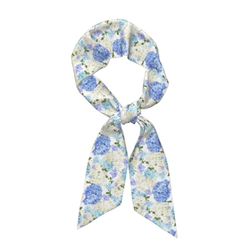 Neck Scarves, Kerchief Neckerchief Headband, Women's Fashion Scarf,Flowers Hydrangea White Navy Blue Gradient