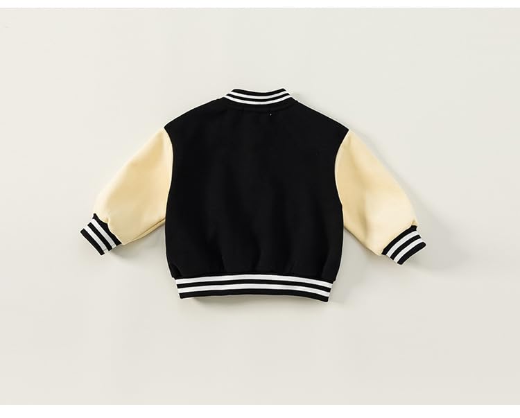 Meufam Toddler Baby Boy Girl Varsity Coat Color Block Button Baseball Jacket Letter Print Bomber Jackets Vintage Outwear3