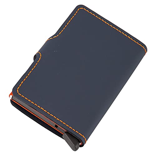 Image of SECRID - Men's Mini wallet Genuine Matte Leather With RFID Safe Card Case for max 12 cards (Night Blue & Orange), Small