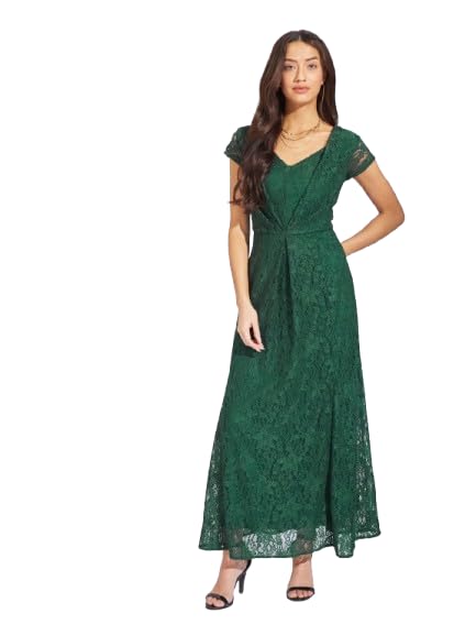latin quarters Women's Green Cap Sleeve V-Neck Party A-Line Dress-picture-40