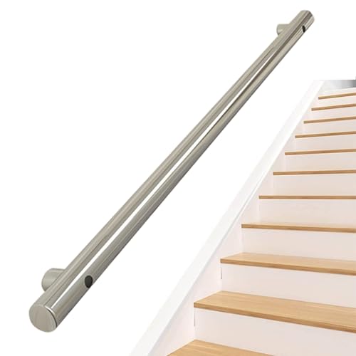 Pasamanos de acero inoxidable para escaleras interiores y exteriores, 13 pies, kit de barandilla de escalera de pared externa, barandilla de apoyo para seguridad y estilo