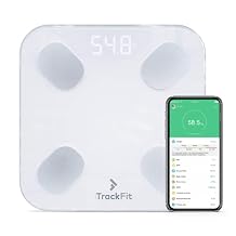 FitTrack Dara Smart BMI Digital Scale - Measure Weight and Body Fat - Most Accurate Bluetooth Glass Bathroom Scale White