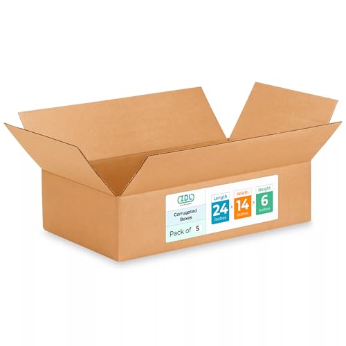 Large Shipping &amp; Moving Boxes 24 x 14 x 6 inches (5-Pack) - Extra Strength 200 lb vs Regular - Corrugated Boxes for Moving - Large Moving Box Heavy Duty - Carton Box by IDL Packaging