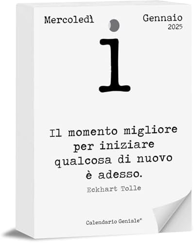 Il Calendario Filosofico dameskalender 2025, met kartonnen standaard, formaat A7 7,5 x 10,5 cm, 365 dagen van gedachten aan de vrouw, elke dag een set, gemaakt in Italië