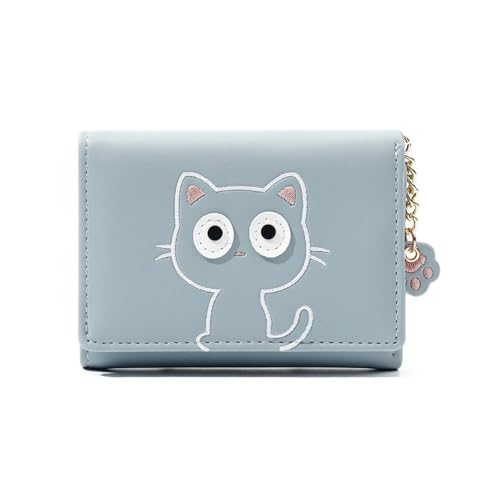 Cute Wallet for Women PU Leather Card Holder Cash Wallet RFID Blocking Purse with ID Window (C00-Blue)