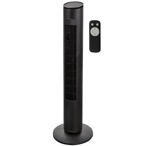 Russell Hobbs Premium Tower Electric Pedestal Fan in Black with Remote Control,1m Height, 3 Speed Settings, Oscillating & Adjustable Tilt, 32W, 2 Year Guarantee, RHTWR3SB