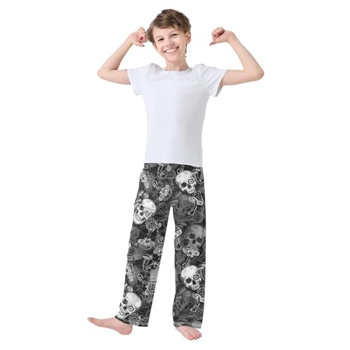 ZZXXB Skull Mushroom Boys Long Pants Soft Trousers Elastic Waist Kids Lounge Bottoms with Pockets S-XL2