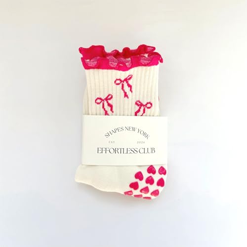 Image of Shapes Studio Half Calf Grip Socks, Cute Fruit Pilates Socks, Ruffle Socks, Non-Slip for Barre Yoga
