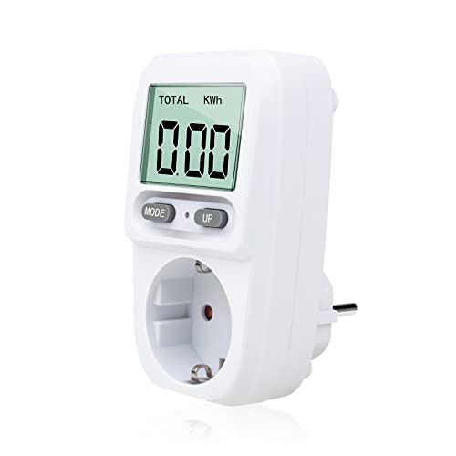 Swetup Stromzähler für Steckdose, Energiekostenmessgerät Stromkostenmessgerät Strommessgerät Steckdose Stromverbrauchsmesser Watt KWh Messgerät Steckdose mit Überlastsicherung, 3680W MAX/16A Cover