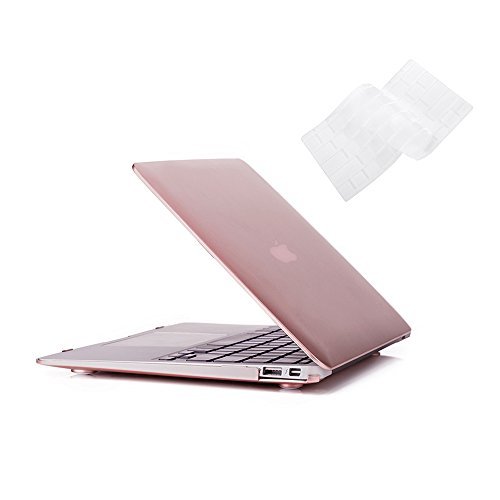 Ruban Case Compatible With Macbook Air 11 Inch Release (A1370/A1465) - Slim Snap On Hard Shell Protective Cover And Keyboard Cover For Macbook Air 11, Rose Gold #TOP29
