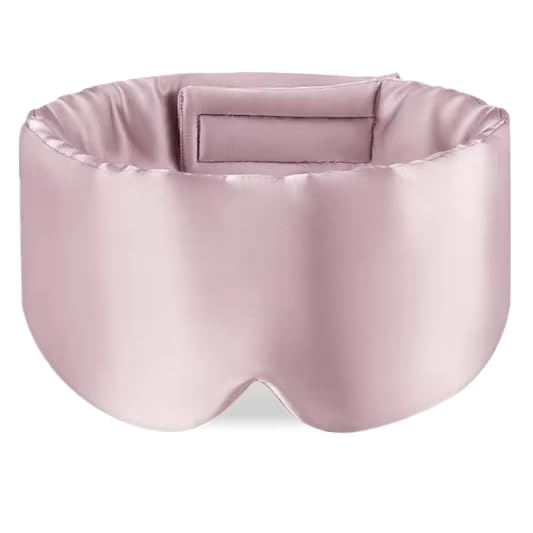 Mascherina per dormire in 100% seta di gelso, grande copertura per gli occhi regolabile per dormire, confortevole, senza pressione e traspirante, per donne e uomini, rosa