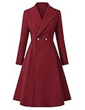 CURLBIUTY Women's Long Swing Coat Double Breasted Long Overoat Dresses Outwear Wine XL