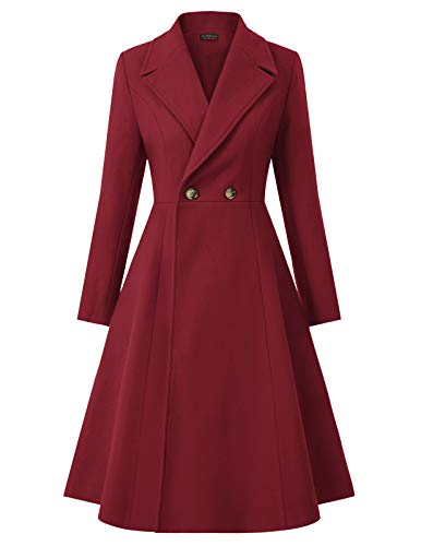 CURLBIUTY Women Swing Double Breasted Pea Coat Winter Long Overcoat Jacket