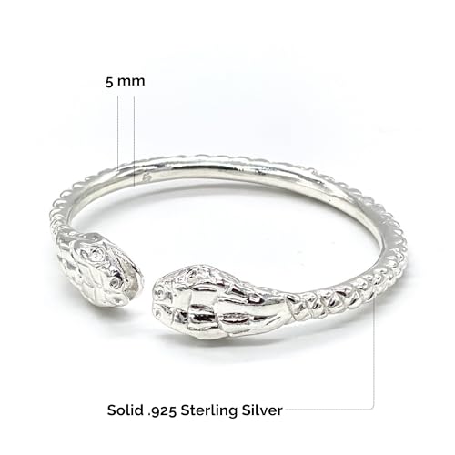 Thick Snake Ends .925 Sterling Silver West Indian Bangle, 1 piece2