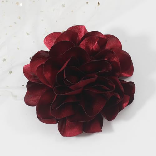Image of 6.3 Inches Large Rose Flower Brooches and Pins for Women | Rose Flower Hair Clips & Brooches for Women Dresses | Hat Pins for Clothes, Burgundy