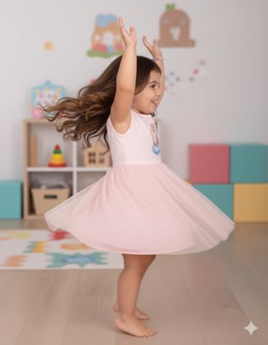 Image of Charming Kids Cotton Frock with Knee Length, Sleeveless Fit & Flare, Round Neck, Zipper Closure | Soft Casual Frock for Girls