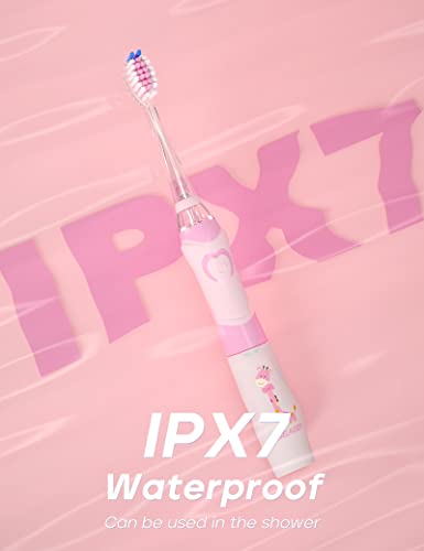 Seago Kids Electric Toothbrush 3-12, Childrens Battery Toothbrush with Colorful Lights, 2 Mins Timer, 8 Brush Heads, 4 Modes, for Junior, Boys and Girls, Giraffe Print, SG-977(Pink) - Image 8