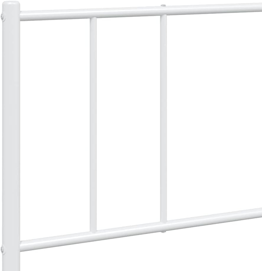vidaXL 12 Inch California King Metal Bed Frame with Headboard, No Box Spring Needed, Noise Free Platform Bed Frame with Steel Slats, Easy Assembly, Under Bed Storage, Minimalist, White