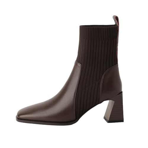Bottes tricot talons hauts carrés confortables sans douleur