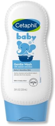 Cetaphil Baby Body Wash with Half Baby Lotion, Gentle Wash with Organic Calendula, Soothes Dry, Sensitive Skin for Everyday Use, Gentle Fragrance, Soap Free, Hypoallergenic, 7.8oz