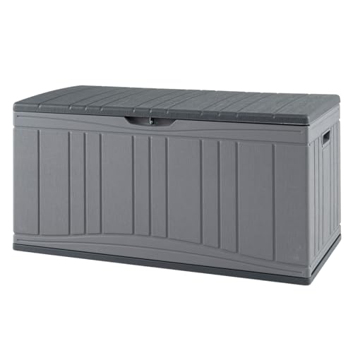 GIANTEX Coffre de Rangement en HDPE 300 L avec Couvercle, Trou pour Cadenas, Coffre De Jardin Exterieur Imperméable et Résistant aux Intempéries pour Salon, Jardin et...