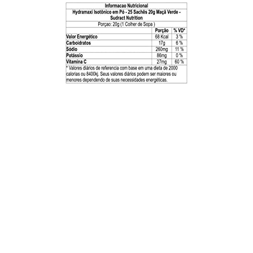 Sudract Hydramaxi Isotônico Em Pó - 25 Sachês 20G Maçã Verde - Nutrition