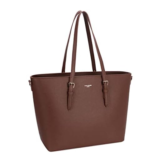 David Jones - Borsa Tote Shopper Grande Capacità Donna - Borsa a Spalla Tracolla Lavoro Manico Lungo PU Pelle - Borse a Mano Capiente A4 - Shopping Bag Sacchetto Ufficio Scuola Viaggio - Marrone