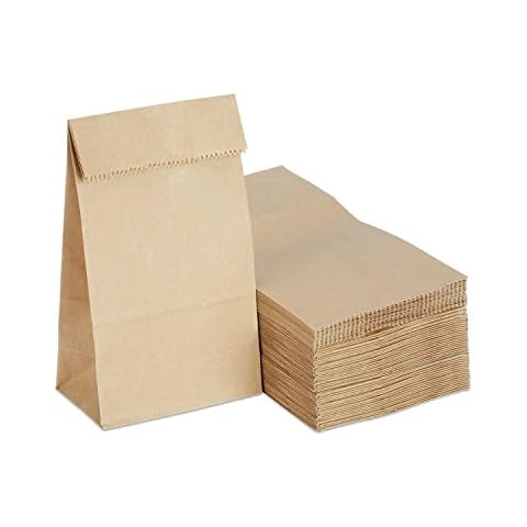 Kslong 100Pcs Mini Brown Paper Bags, Small Paper Treat Bags l LB, Kraft Paper Cookie Sandwich Bags Bulk for Candy, Snack, Popcorn, Lunch, Party Favor, Thank You Gift Packaging 3.5x2.2x6.7 Inch Cover