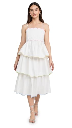 English Factory Women's Scallop Sleeveless Tiered Dress, White, M at Amazon  Women's Clothing store