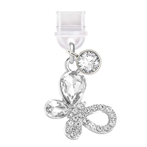 Bouchon anti-poussière Type-C ELISE & FONDA TP769 papillon blanc pour Samsung et Xiaomi