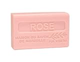 100% reine Pflanzenölseife mit natürlicher Shea-Butter (Karité). Erfrischend duftend nach Rose (Rosenduft).