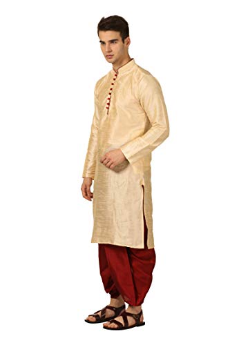 Image of Royal Kurta Men's Cotton Silk Dhoti Kurta (White)