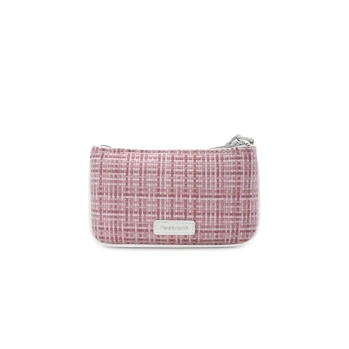 Image of Fastrack Women's Basketweave Wristlet | Top Zip Closure, Inner Utility Pocket | Textured Fabric Wristlet, Faux-leather accented | 6 Months Warranty