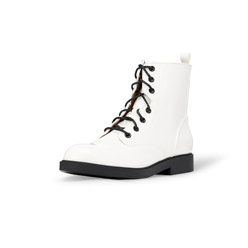 Amazon Essentials Girls Combat Boots With Zipper White Patent 2 Little Kid