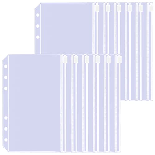 12 Stück A6 Bindertaschen, A6 Größe 6 Löcher, Bindertasche mit Reißverschluss für 6-Ring-Mappen, wasserdichte PVC-Kassenumschläge mit Reißverschluss, Dokumententaschen Cover