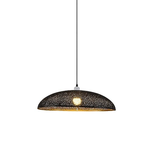Lampe Suspendue E27 Métal Gravé Anti-Éblouissement Salon Campagnard