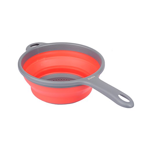 Zoer Kitchen Foldable Pasta Strainers,Collapsible Colanders With Handles,Space-Saver Folding Silicone Strainers Colander,Capacity Of 2 Quart (Red) #TOP2