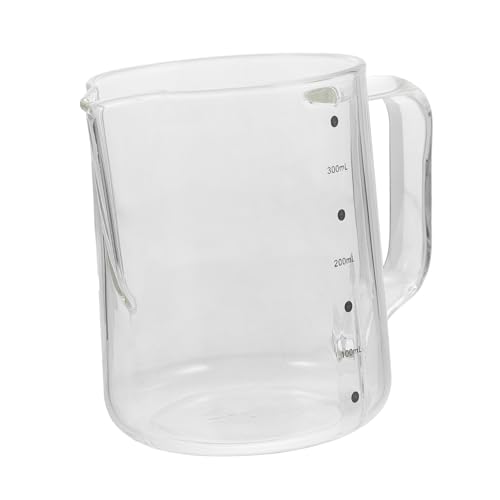 ERINGOGO 透明ガラス製計量カップ 家用耐熱ミルク計量カップ コーヒー 紅茶 ミルク対応 業務用カフェ レストラン向けシンプル設計握りやすい