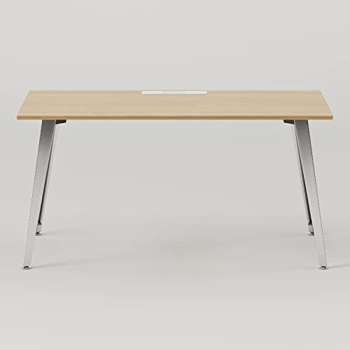 Image of Branch Office Desk, Modern Home Office Desk | Efficient Cable Management and Fast Assembly, Compact Workstation for Home or Apartment, 48 inch Woodgrain Top, Mirror Base