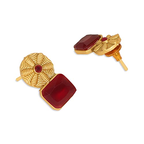 Plated Traditional Ruby & Green Stone Studded Necklace Set