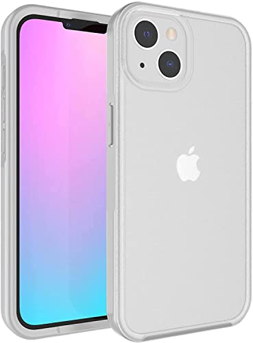 ALDHOFA Coque rigide transparente pour iPhone 13 avec bord en silicone souple - Gris Cover