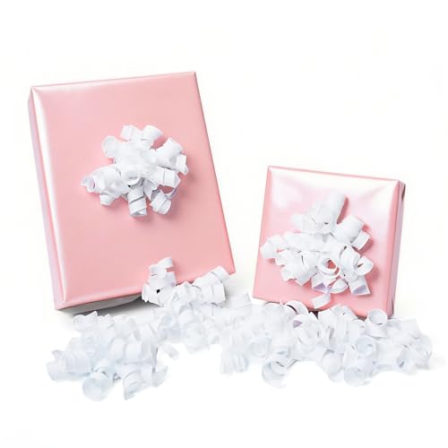 LaRibbon White Bows - Curly Ribbon Gift Bows Self Adhesive for Wedding Bridal Shower Gift Wrapping Wine Bottle - 6 Counts