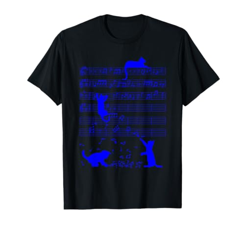 Cute Cats Kitty Music Notes Musician Art T-Shirt