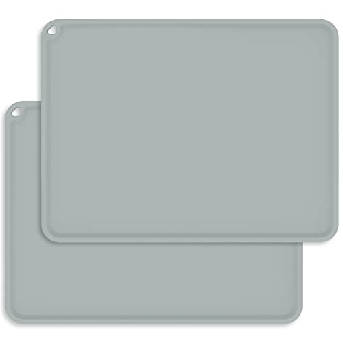 Silicone Placemats For Toddlers, Portable Baby Seat Placemat, Bpa Free Kid Food Mat, Children Reusable Non-Slip Table Mats, Lightweight Food Grade Mats For Kids, 2 Pack, Light Gray #TOP1