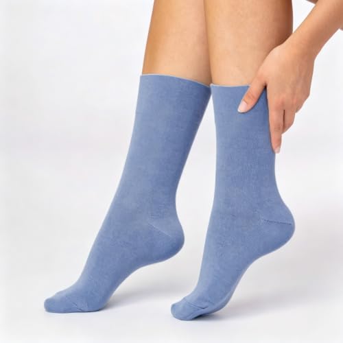 Image of Fszsaa Mulit-Pairs Crew Socks Solid Color Mid-Calf Tube Socks Casual Dress Socks for Women