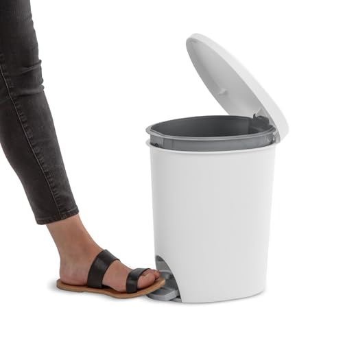 Caneca de basura pequeña para baño, 2.6 gal plastic blanca miniatura 2