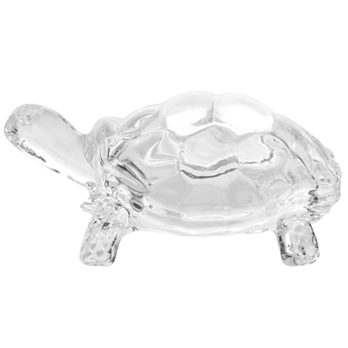 BEAMARKER Statue de Tortue en Verre Feng Shui Figurine de Tortue en Cristal Transparent Petite Sculpture de Tortue Transparente Ornement pour la Paix la Prospérité la...