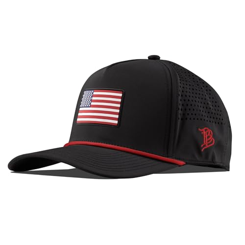 Image of Branded Bills Old Glory PVC Curved 5 Panel Rope USA Hat for Men, Baseball Cap, Adjustable Snapback
