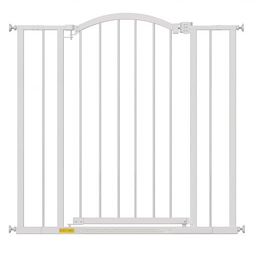 Image of BestPet 36 inchTall Arched Decor Walk-Through Dog Gate for Stairs & Doorways, Fits 28.5 inch-39.7 inch Wide Openings,Metal Pet Gate for Indoor Use,Adjustable Safety Gates for Pets,White