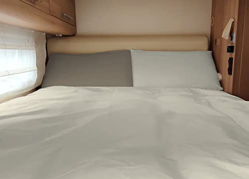 BIANCHERIAWEB Saco nórdico Camper Caravana, 100% algodón, personalizable, color liso, doble cara, individual, color crema pardo
